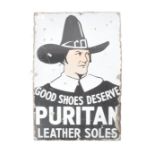 PUTAN LEATHER SOLES EARLY 20TH CENTURY ENAMEL ADVERTISING SIGN
