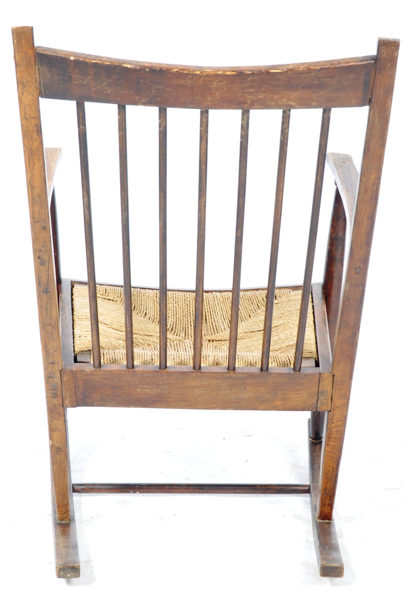 EARLY TO MID 20TH CENTURY BESPOKE MADE OAK ROCKING CHAIR - Bild 5 aus 5