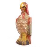 UNUSUAL 20TH CENTURY CARVED PARROT FIGURINE