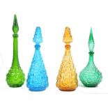 COLLECTION OF EMPOLI ITALIAN GLASS GENIE BOTTLES