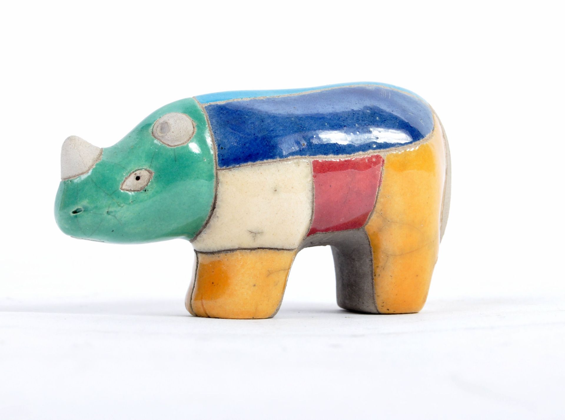 MID 20TH CENTURY STUDIO ART POTTERY GLAZED RHINO