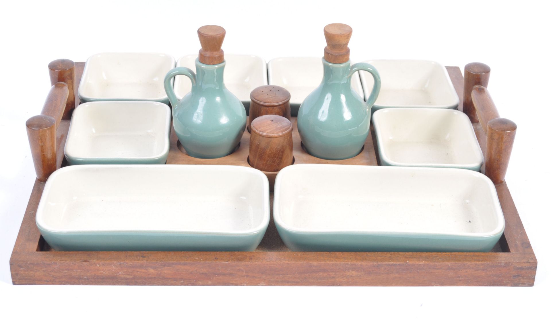 RARE DENBY MANOR GREEN SERVING SET BY DONALD GILBERT