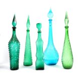 COLLECTION OF EMPOLI ITALIAN GLASS GENIE BOTTLES