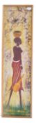 20TH CENTURY AFRICAN TRIBAL DYED FABRIC PRINT DEPICTING A WOMAN