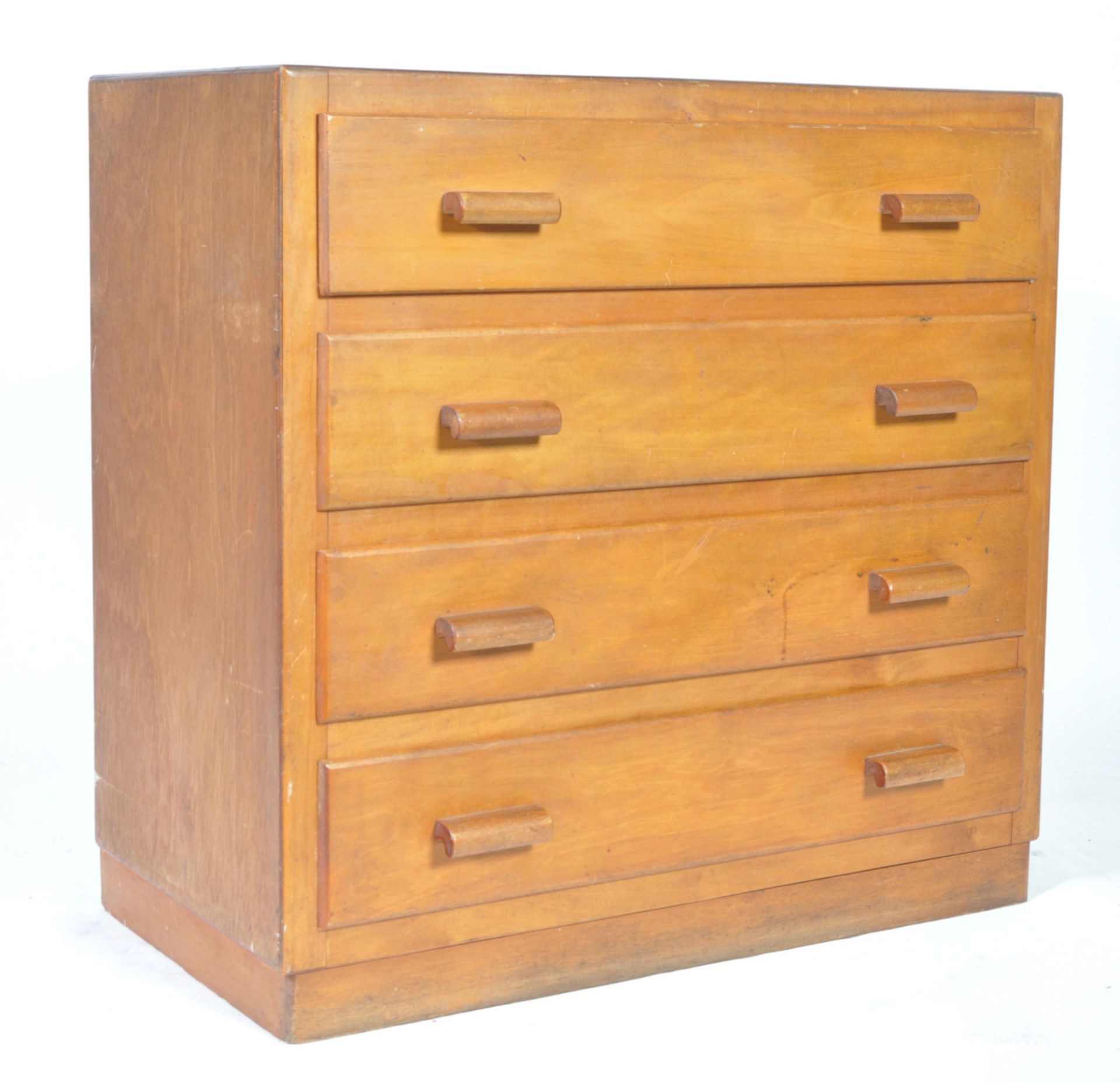 MID 20TH CENTURY VINTAGE UTILITY LIGHT OAK CHEST OF DRAWERS