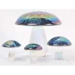 HERON GLASS GROUP OF THREE GLASS MUSHROOMS