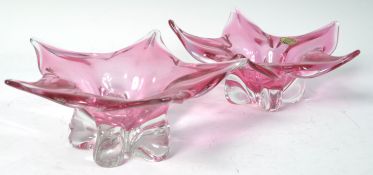 CHRIBSKA 1960'S CZECH STUDIO ART GLASS BOWLS BY JOSEF HOSPODKA