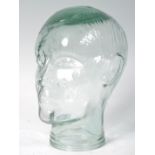 ART DECO STYLE GLASS MALE SHOP DISPLAY HEAD IN CLEAR GLASS