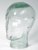 ART DECO STYLE GLASS MALE SHOP DISPLAY HEAD IN CLEAR GLASS