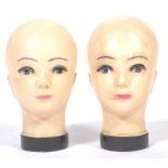 PAIR OF 20TH CENTURY RETRO VINTAGE MANNEQUIN HEADS