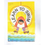 ORIGINAL RARE VINTAGE 1970S RoSPA SAFETY POSTER LEARN TO SWIM