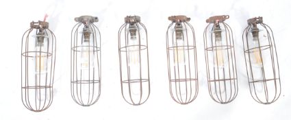 20TH CENTURY VINTAGE INDUSTRIAL STEEL WIRE LIGHT CAGES