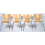 SET OF FOUR SERIES 7 CHAIRS BY A. JACOBSEN FOR FRITZ HANSEN