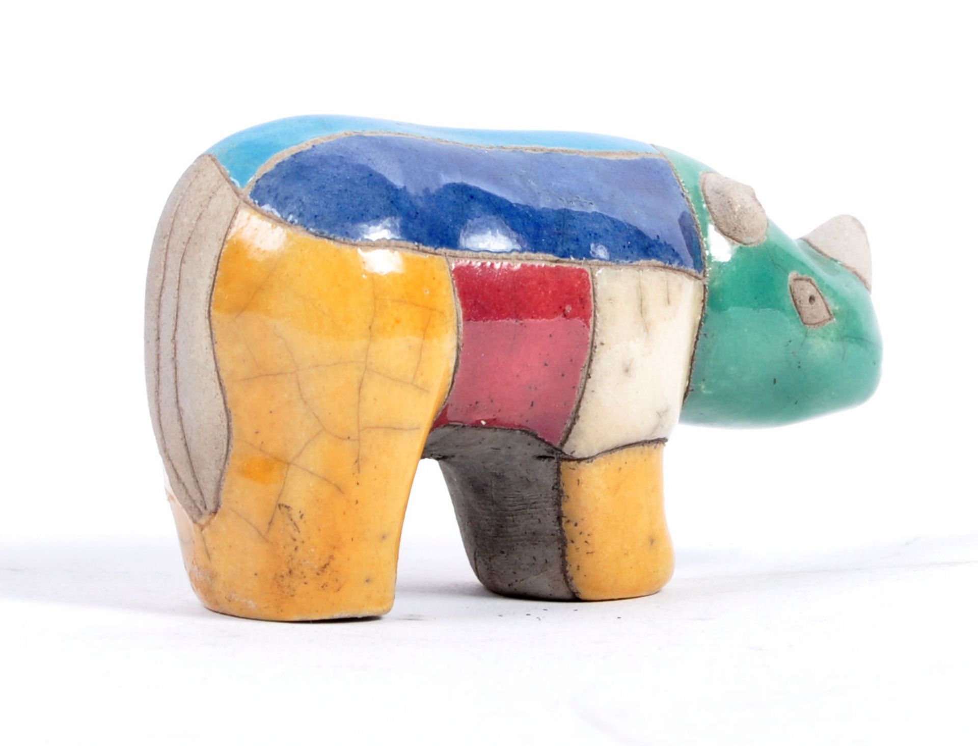 MID 20TH CENTURY STUDIO ART POTTERY GLAZED RHINO - Bild 4 aus 5