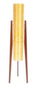 1970'S RETRO VINTAGE TEAK WOOD AND SPUN FIBREGLASS ROCKET LAMP
