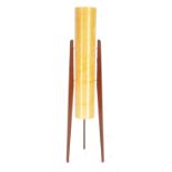 1970'S RETRO VINTAGE TEAK WOOD AND SPUN FIBREGLASS ROCKET LAMP