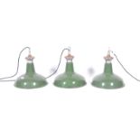 20TH CENTURY VINTAGE INDUSTRIAL ENAMEL PENDANT LIGHTS