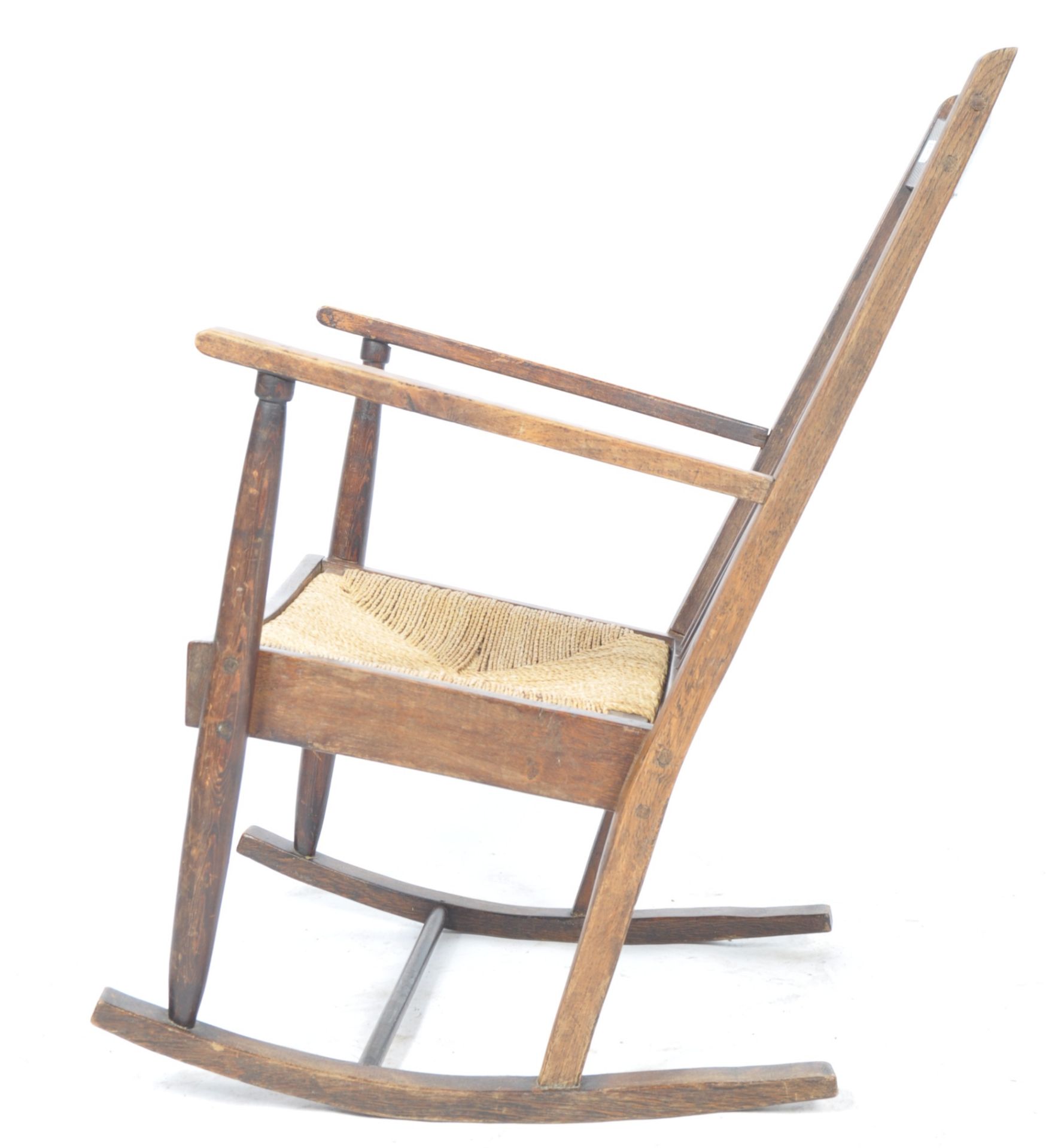 EARLY TO MID 20TH CENTURY BESPOKE MADE OAK ROCKING CHAIR - Bild 4 aus 5