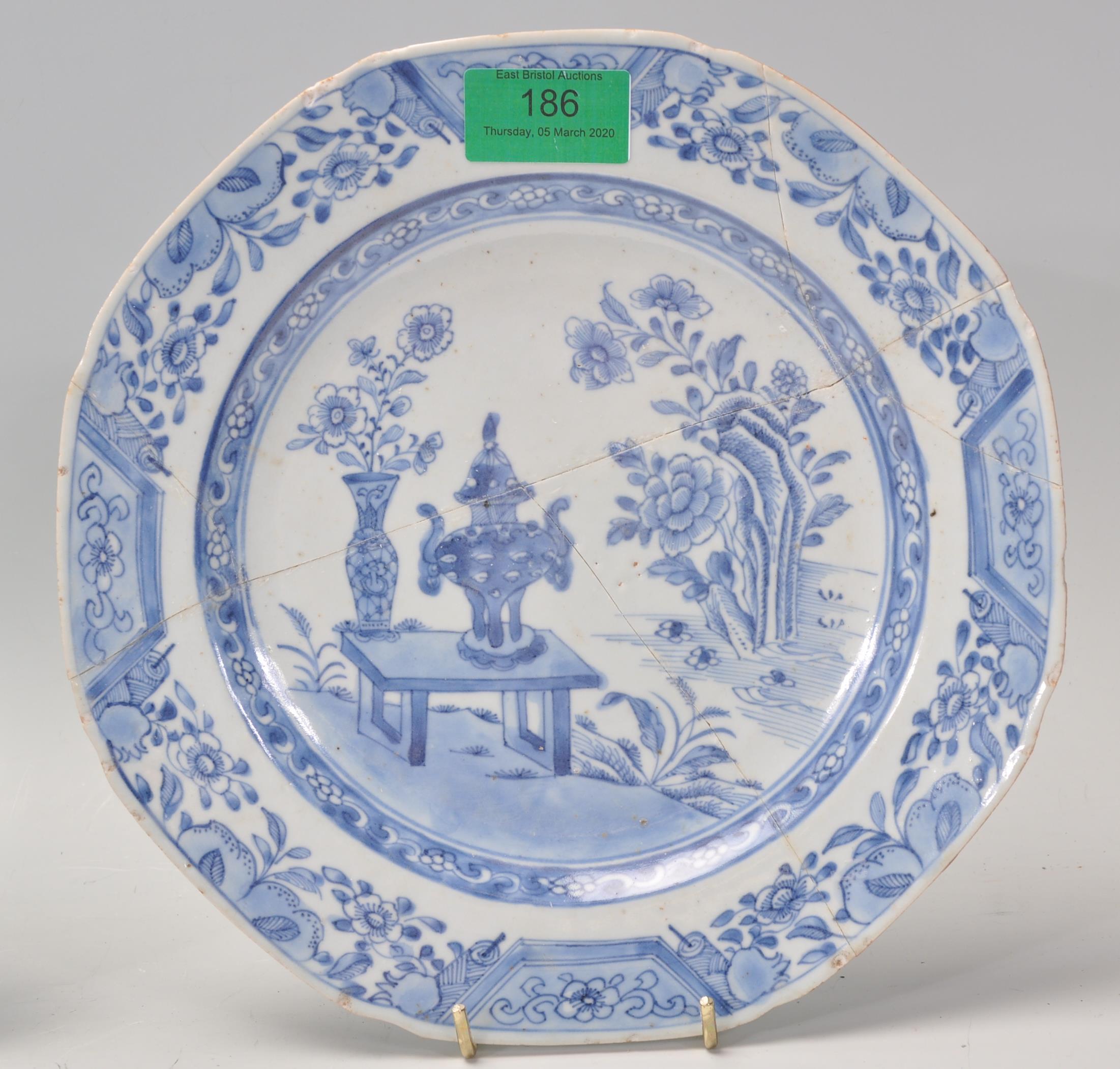 A group of three 18th Century Chinese blue and whi - Image 4 of 9