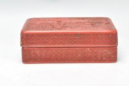 A 19th Century Chinese Cinnabar Lacquer box of rec