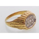 A yellow gold gentlemans diamond cluster ring havi