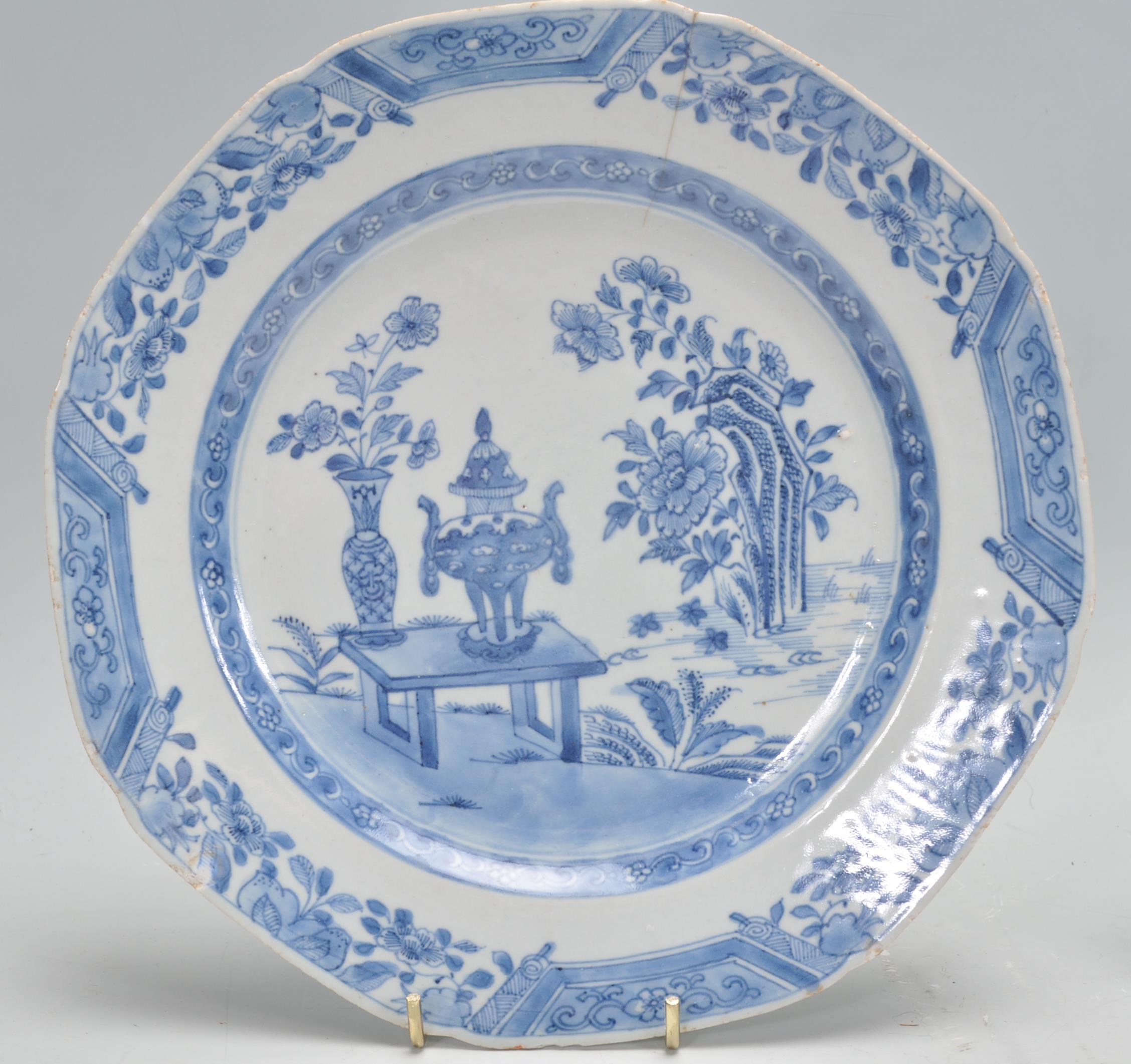 A group of three 18th Century Chinese blue and whi - Image 2 of 9