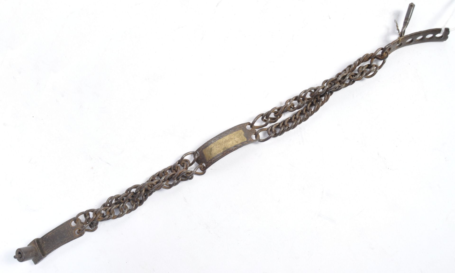 EARLY 19TH CENTURY ANTIQUE ENGRAVED DOG COLLAR