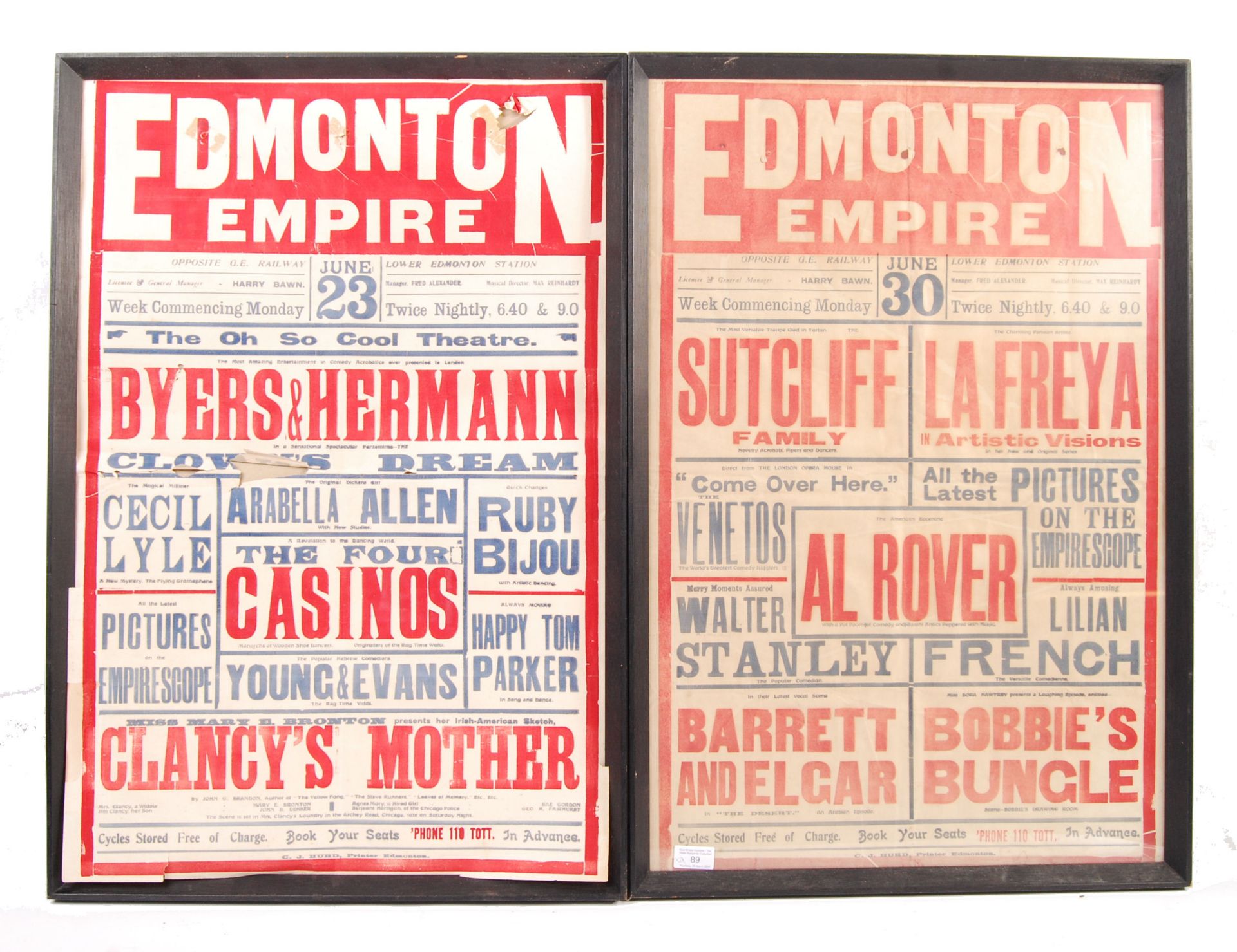 RARE EDWARDIAN EDMONTON EMPIRE CIRCUS POSTERS