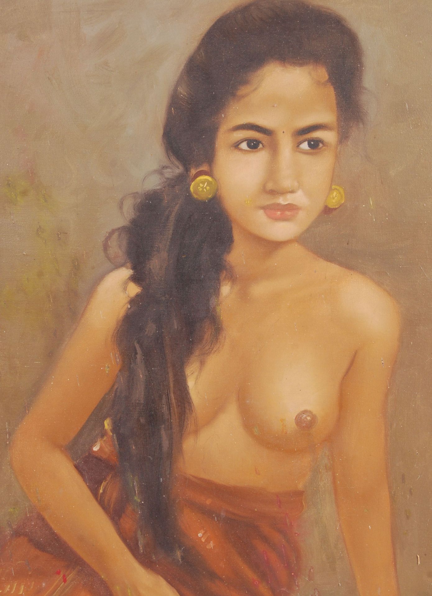 HASAN - OIL ON CANVAS PAINTING - YOUNG INDIAN NUDE - Bild 2 aus 4