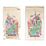 PAIR OF CHINESE HAND PAINTED EMPEROR PAPER SCROLLS
