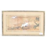 MID CENTURY JAPANESE GOLD LACQUER ON SILK - FRAMED