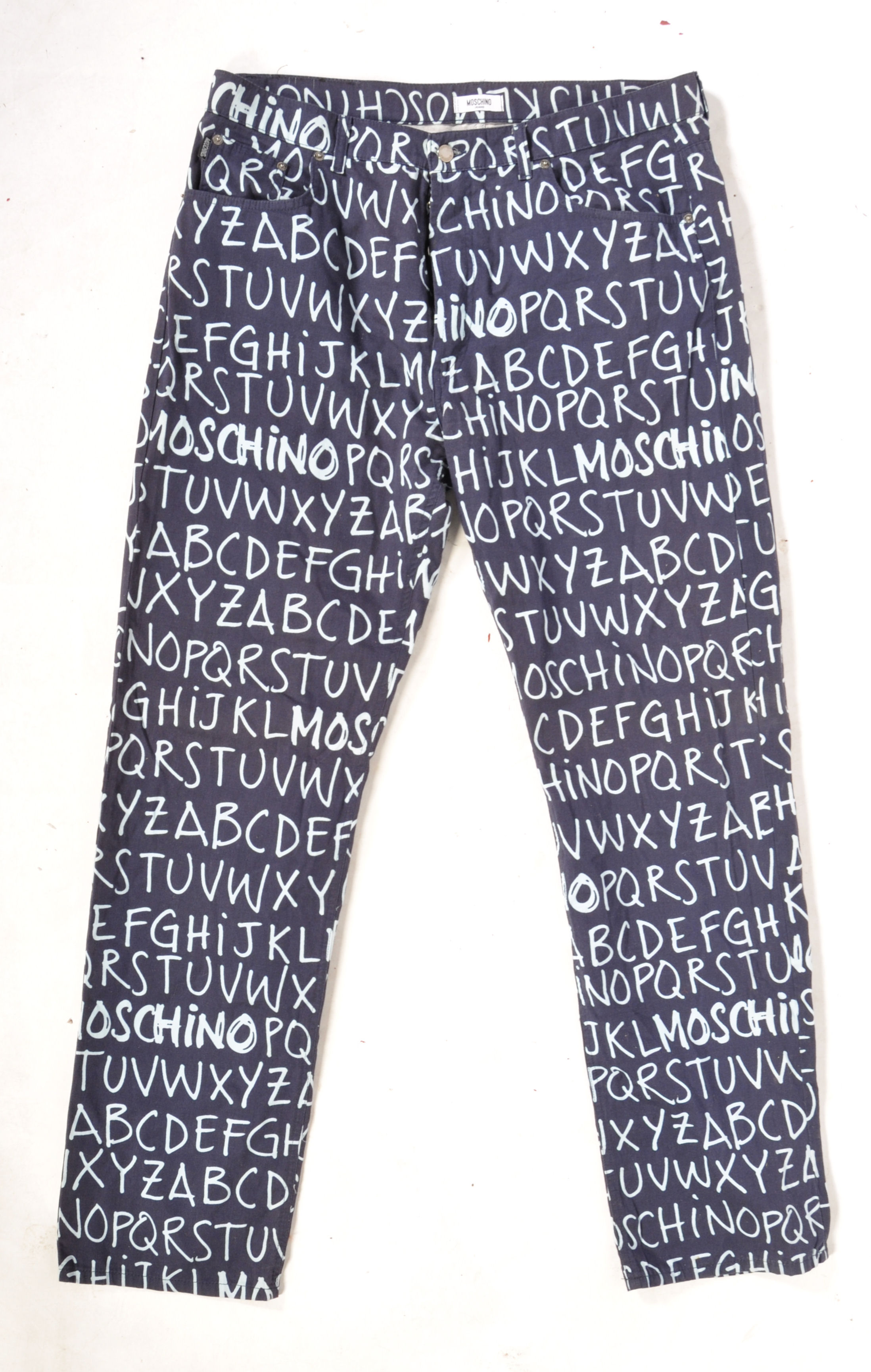 RARE PAIR OF MOSCHINO JEANS ABC ALPHABET TROUSERS