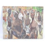 MID-20TH CENTURY OIL ON CANVAS OF AN AFRICAN SCENE