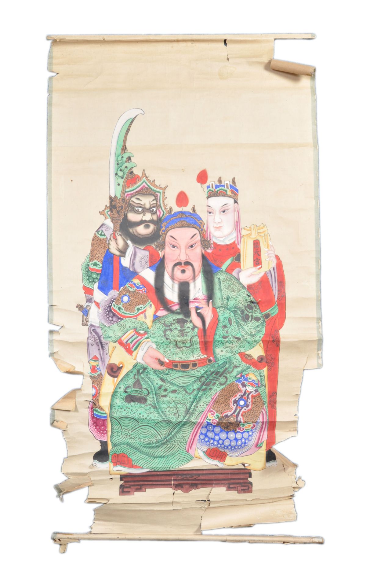 PAIR OF CHINESE HAND PAINTED EMPEROR PAPER SCROLLS - Image 6 of 8