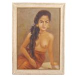 HASAN - OIL ON CANVAS PAINTING - YOUNG INDIAN NUDE