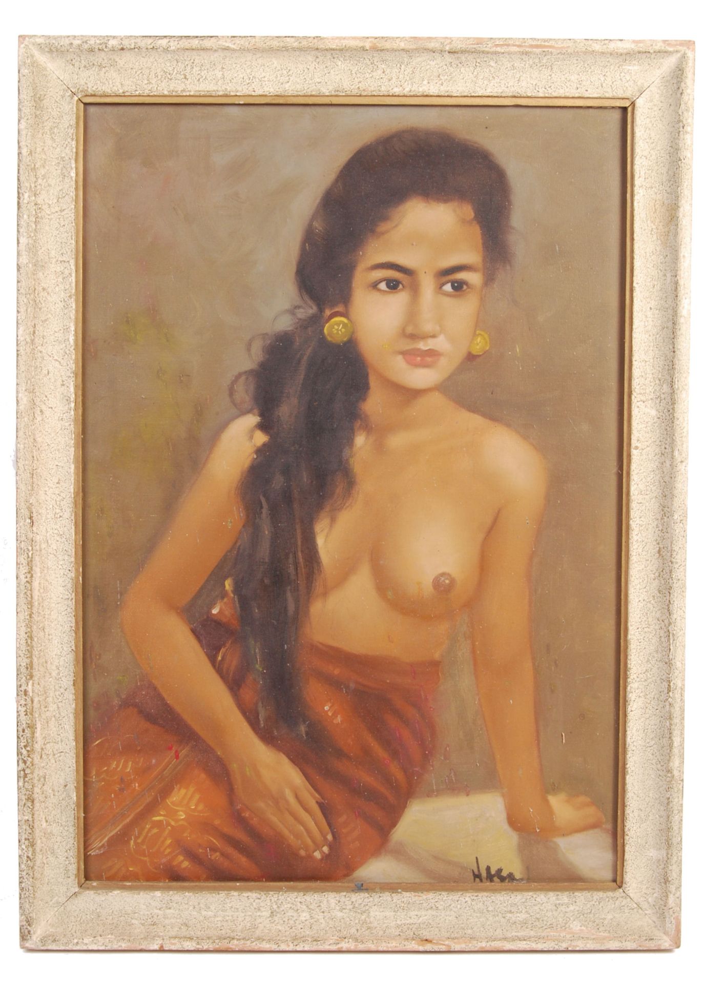 HASAN - OIL ON CANVAS PAINTING - YOUNG INDIAN NUDE