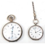 Two silver hallmarked antique pocket watches to include a Kay's Keyless Triumph pocket watch with