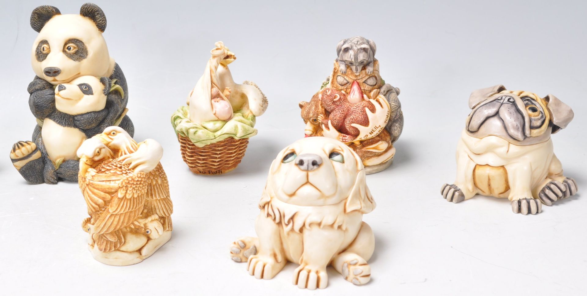 A group of fifteen Harmony Kingdom resin novelty animal figurine boxes to include a Gorilla group, - Bild 2 aus 10