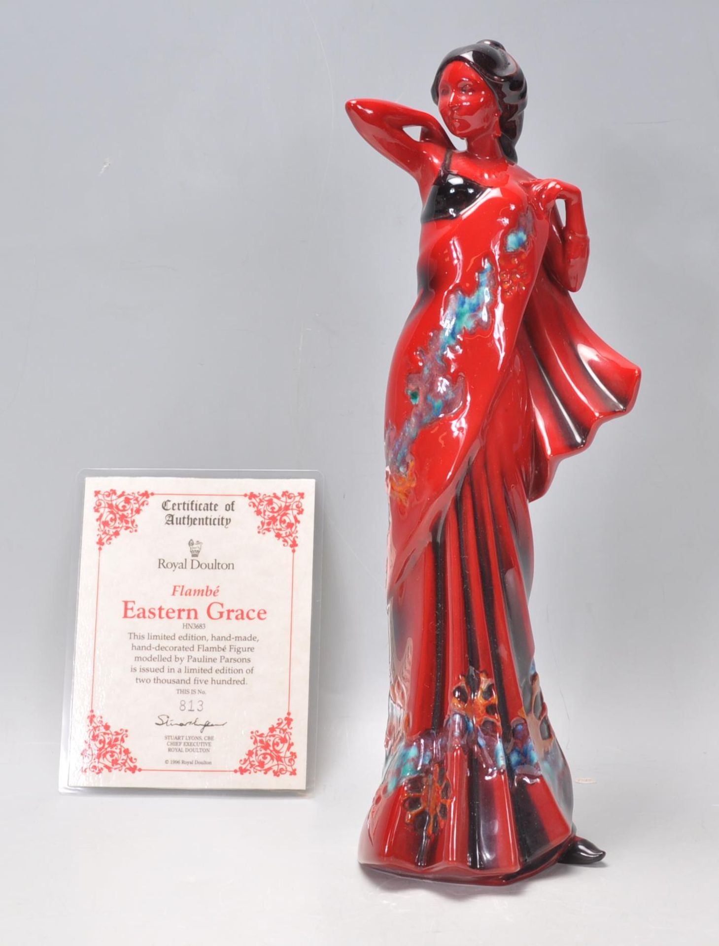 Flambe - A Royal Doulton ceramic limited edition figure: Eastern Grace HN3683 in the Flame