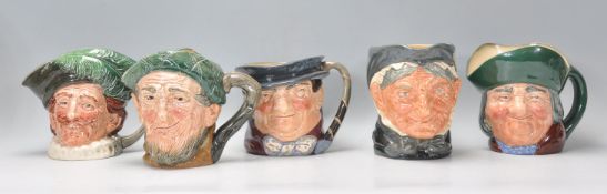 A group of five Royal Doulton ceramic Character / Toby jugs to include Tony Weller D6013, Toby