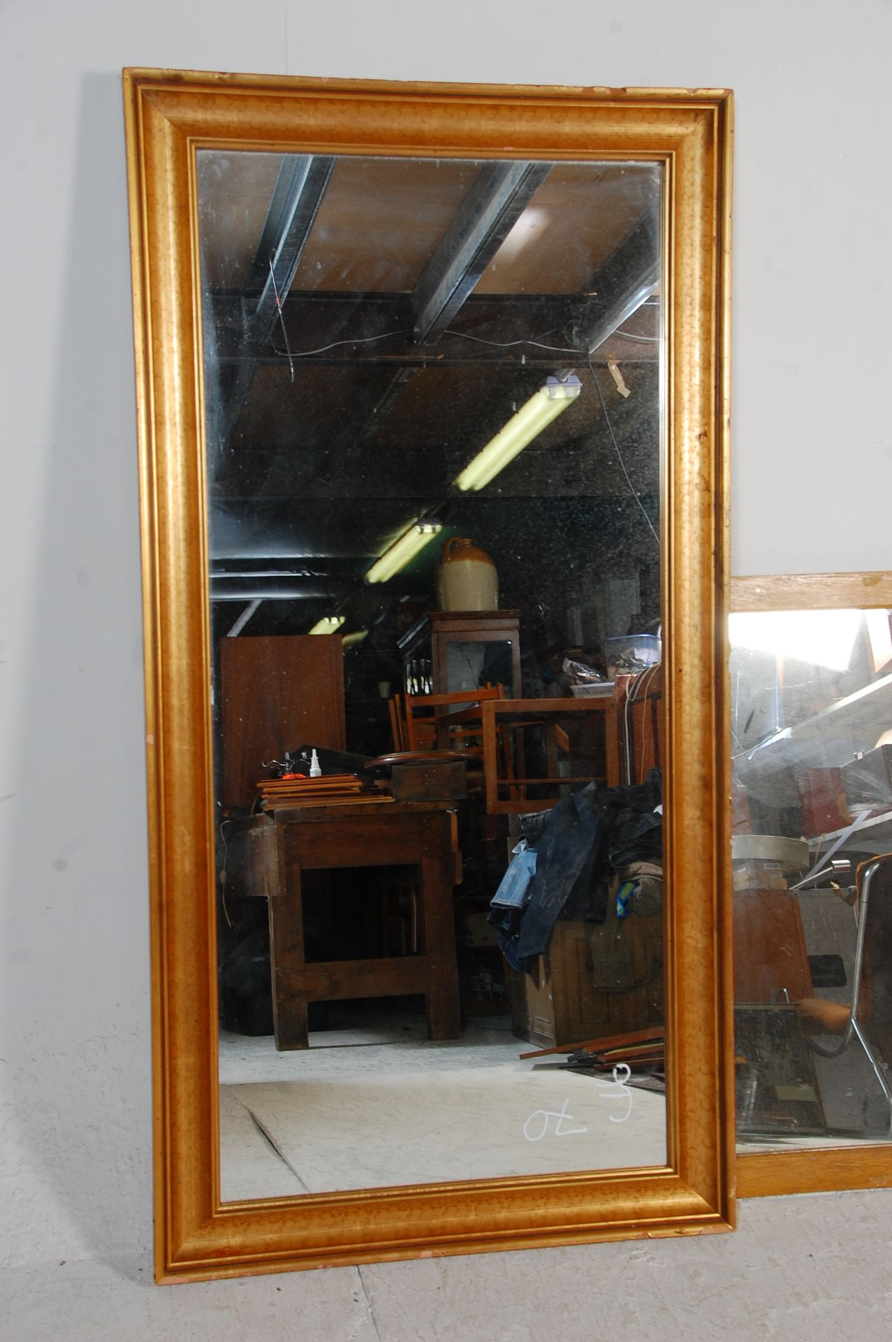 Two large vintage 20th Century wall mirrors to include a square mirror within a wooden frame and a - Bild 4 aus 6