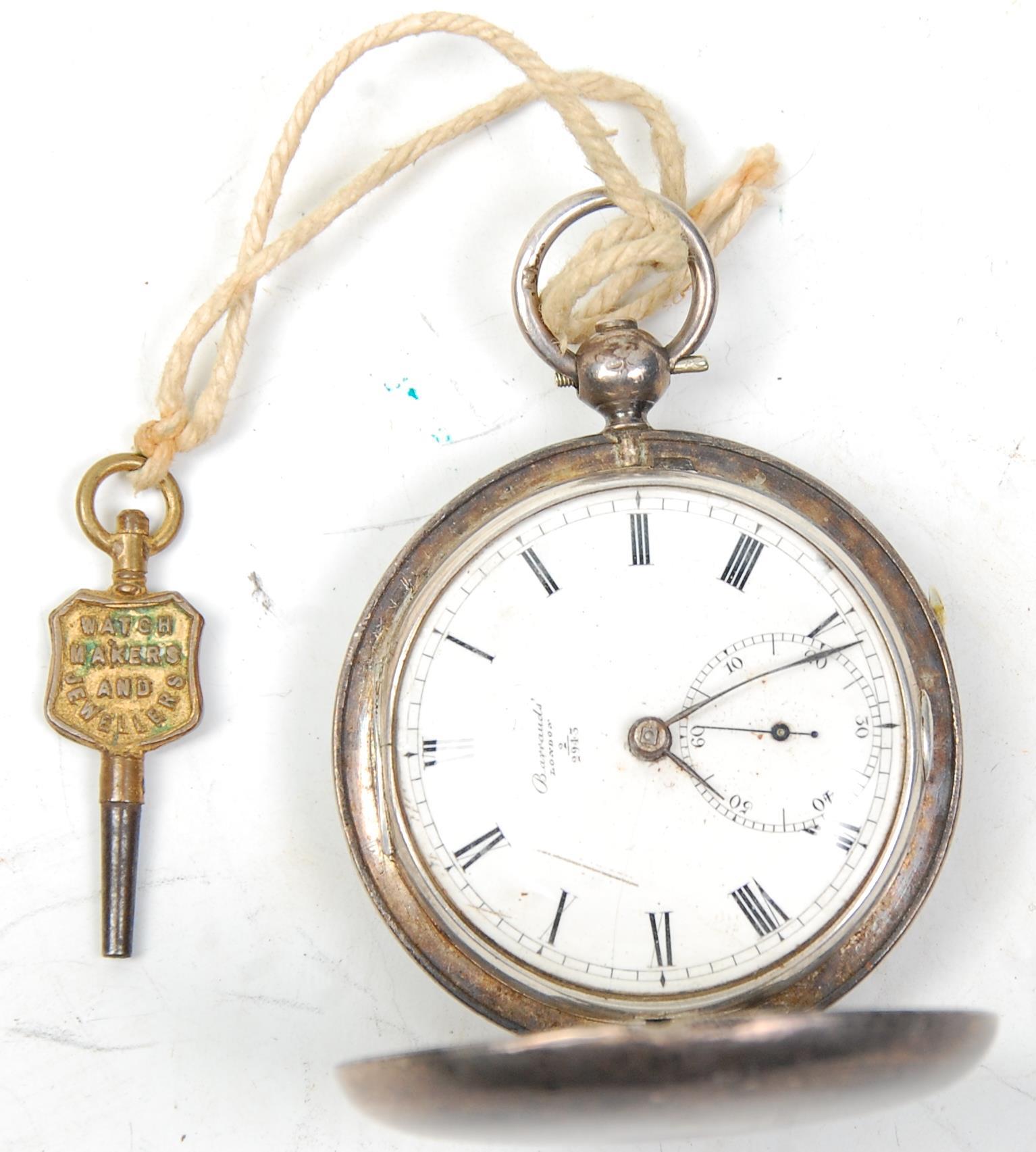A 19th Century William IV silver full hunter pocket watch by Barraud's of London having a white