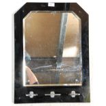 A good 20th Century Art Deco toilet mirror having a central mirrored panel with a black glass border