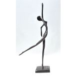 A Bodrul Khalique cast bronze figural sculpture ornament depicting an elongated abstract female