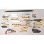A collection of vintage pen knives dating from the early and mid 20th Century to include celluloid