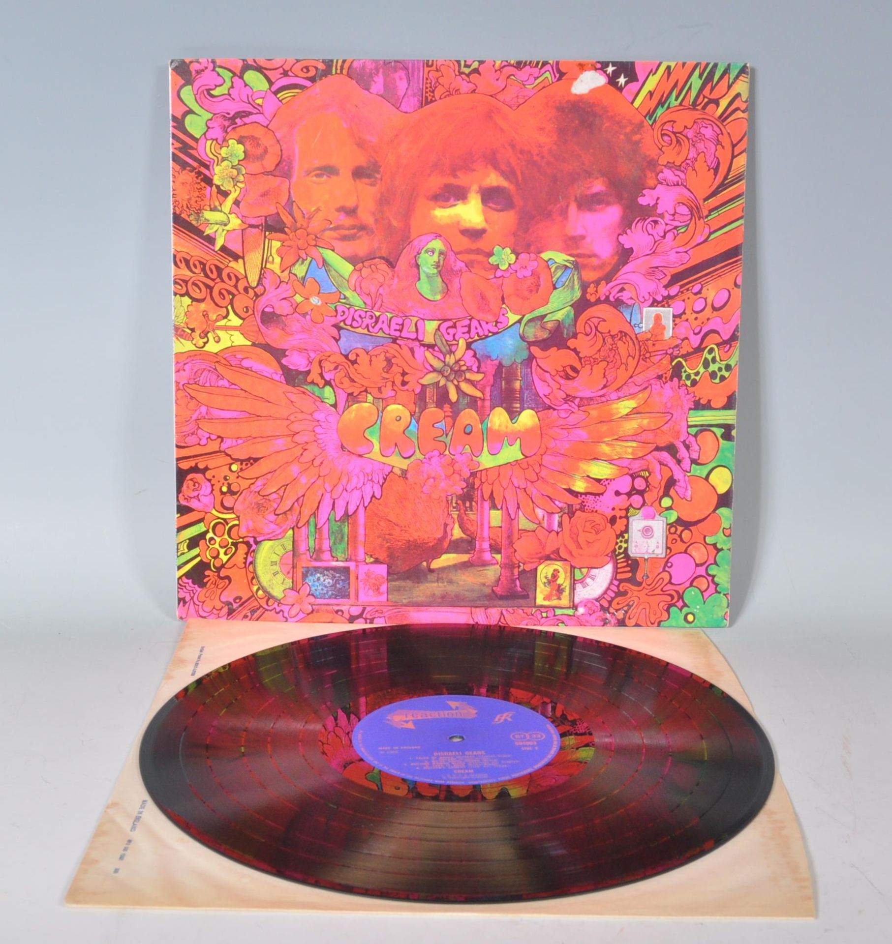 A vinyl long play LP record album by Cream – Disraeli Gears – Original Reaction 2nd U.K. Press –