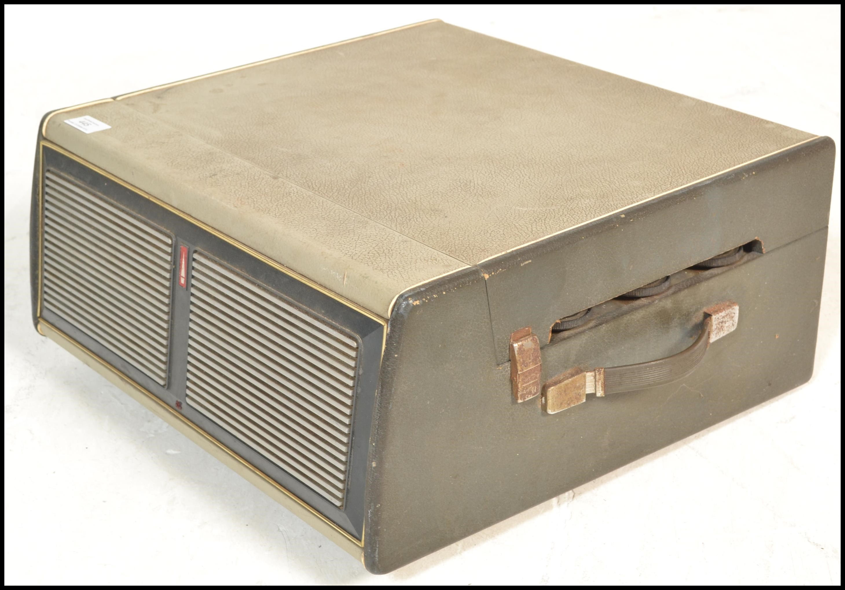 A vintage 20th Century portable record player by Bush, fitted with a four speed record deck by - Image 2 of 8