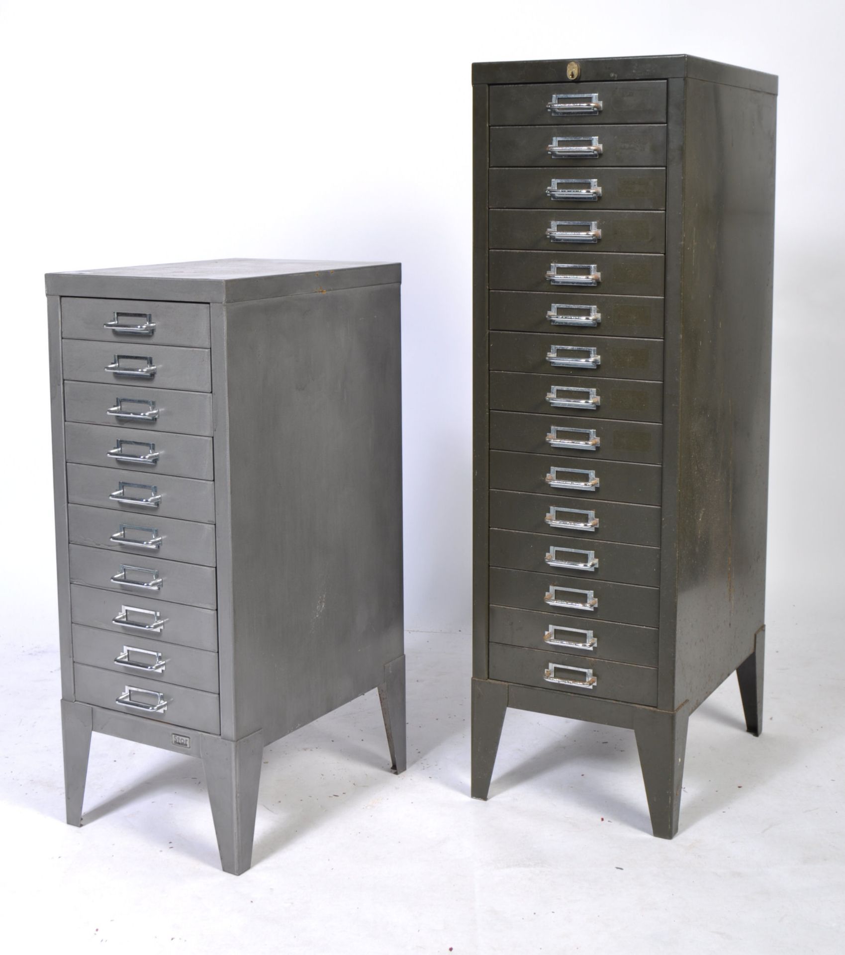 TWO 20TH CENTURY RETRO VINTAGE METAL FILING CABINE