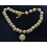 An early 20th century Venetian Murano hollow glass bead necklace. The necklace strung with hollow