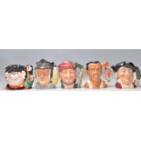 A group of five Royal doulton ceramic Character / Toby jugs to include Dennis And Gnasher D7005,